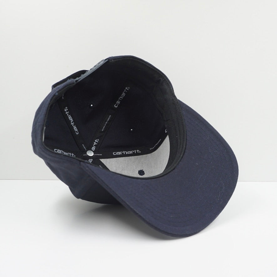 Carhartt Navy Leather Logo Snapback Cap