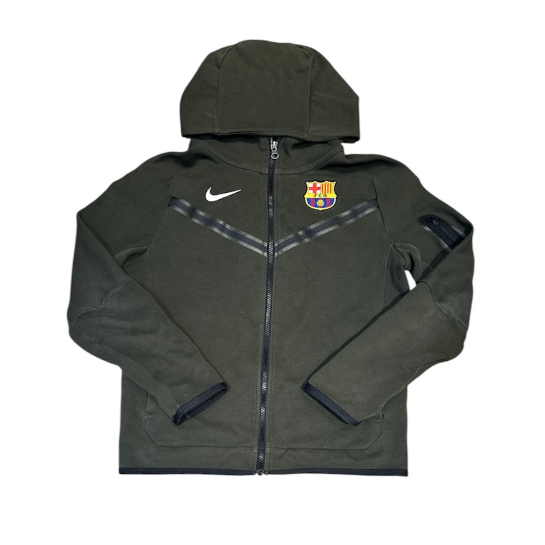 Nike FC Barcelona Tech Fleece Full-Zip Dark Green Hoodie (Youth)