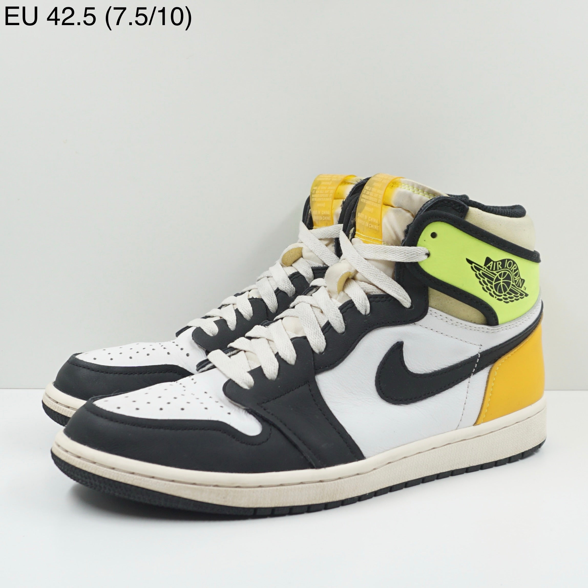 Jordan 1 Retro High White Black Volt University Gold