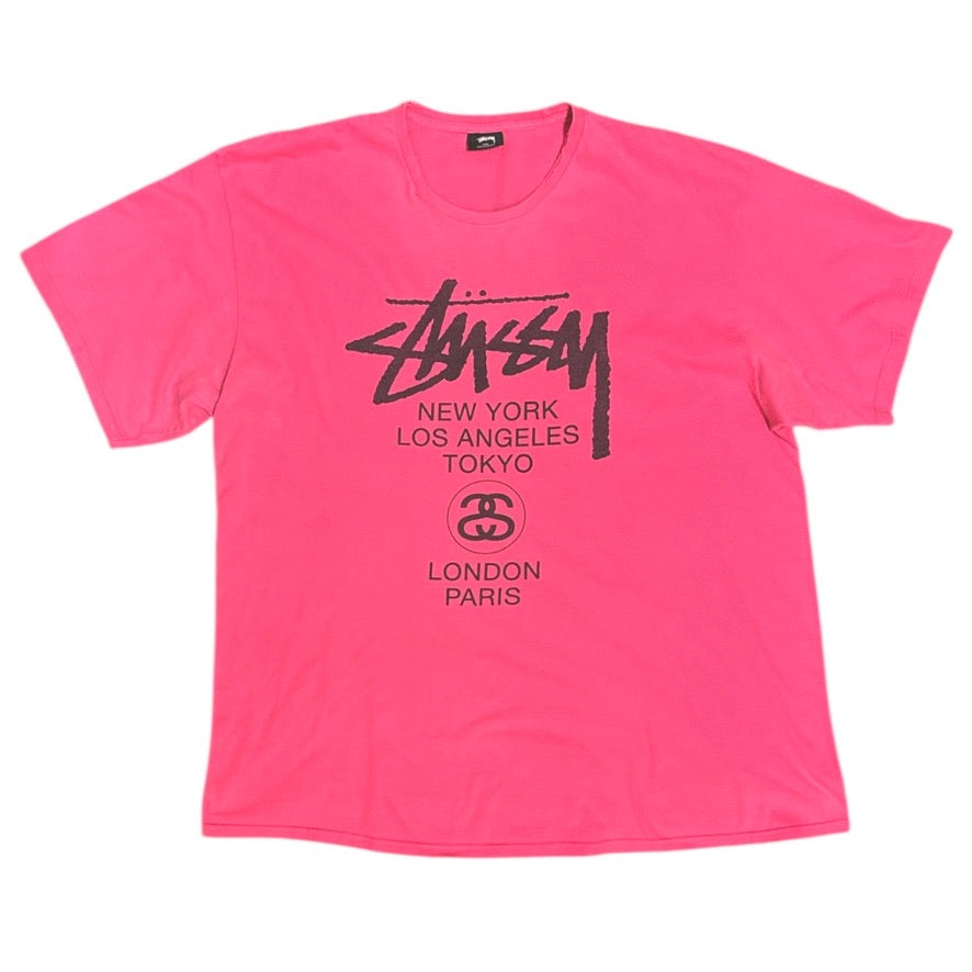 Stussy World Tour Logo Pink Tshirt