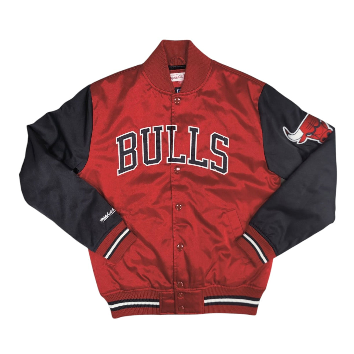 Mitchell & Ness Chicago Bulls Red Black Satin Jacket