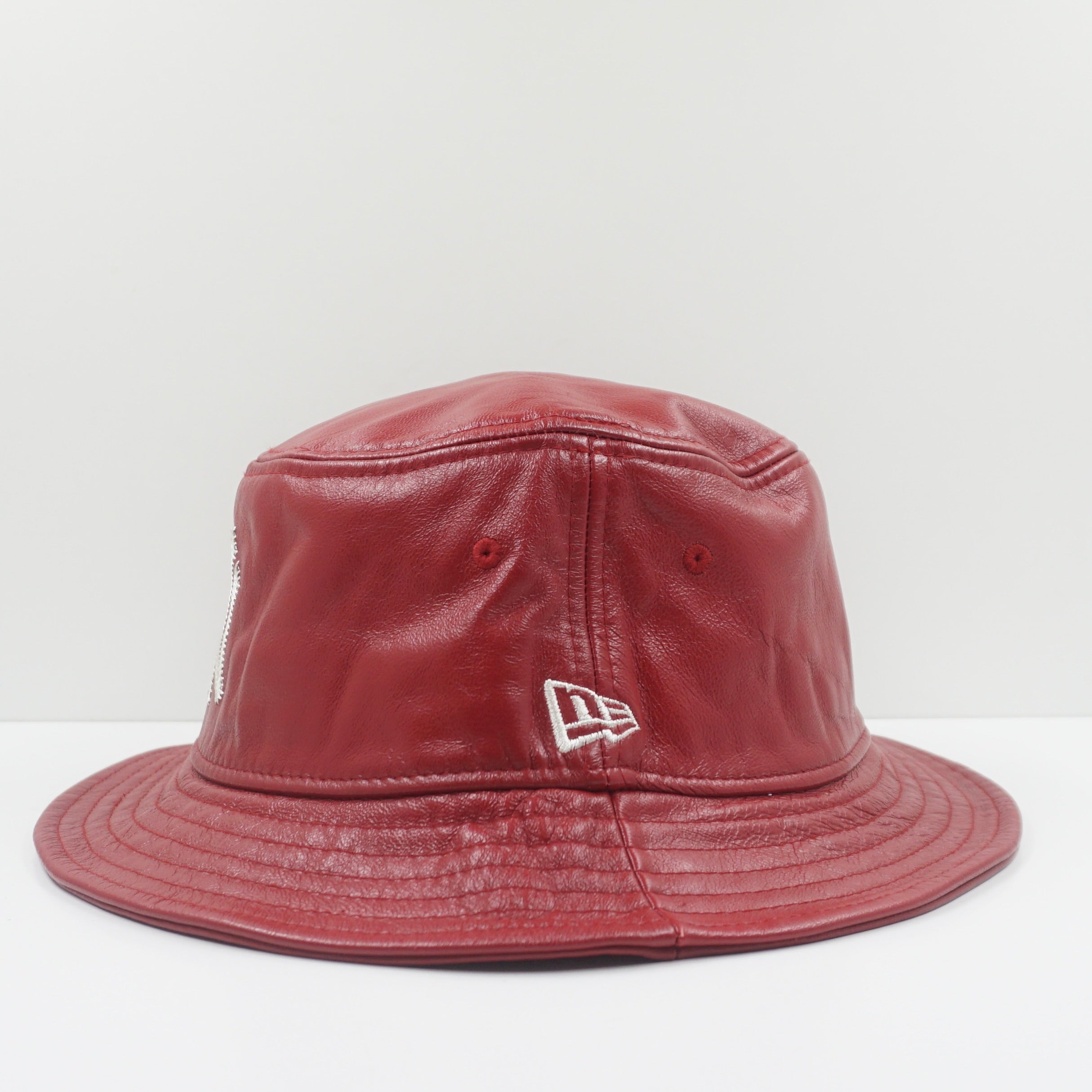 New Era New York Yankees Leather Red Bucket Hat