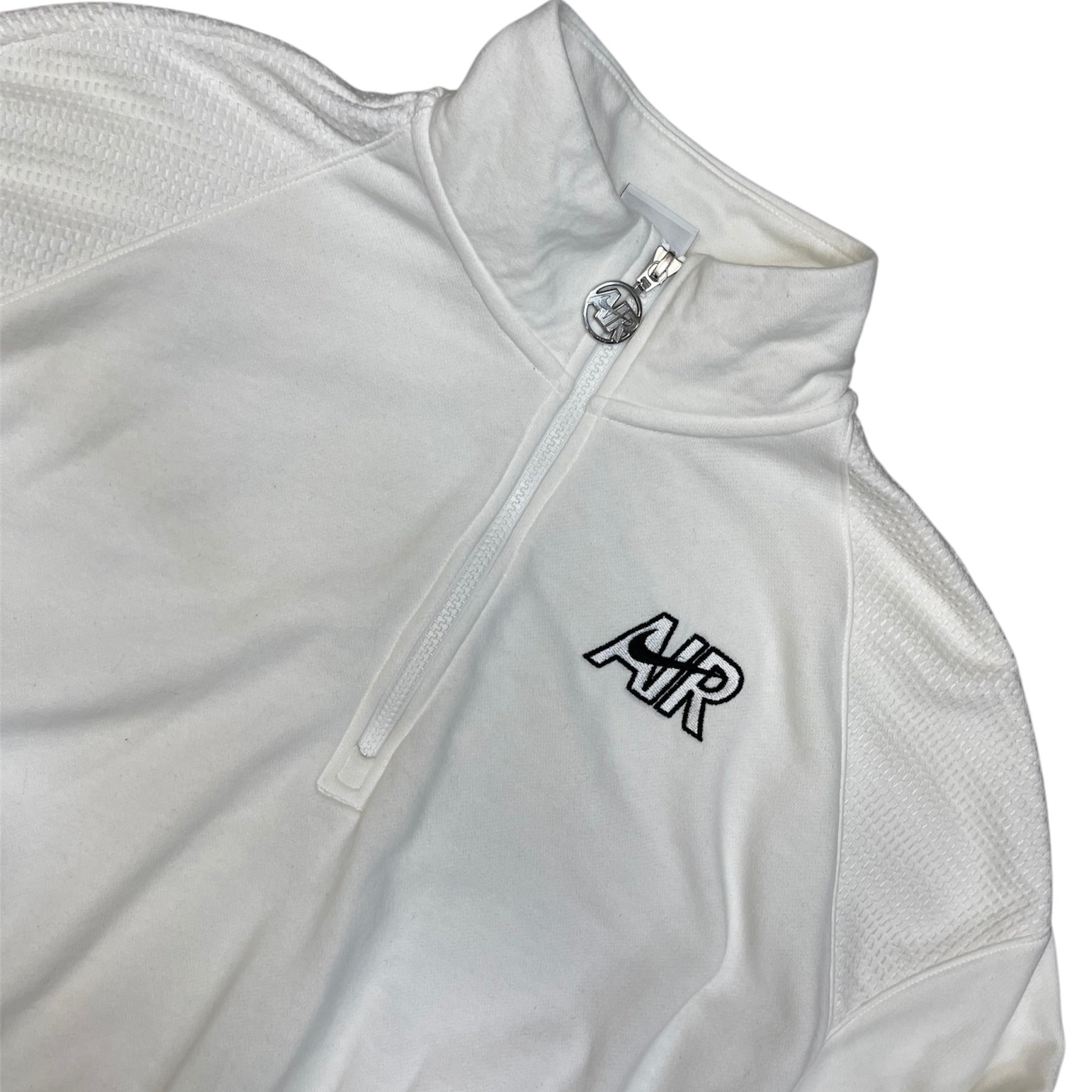 Nike Half Zip White Fleece Cropped Sweatshirt (W)