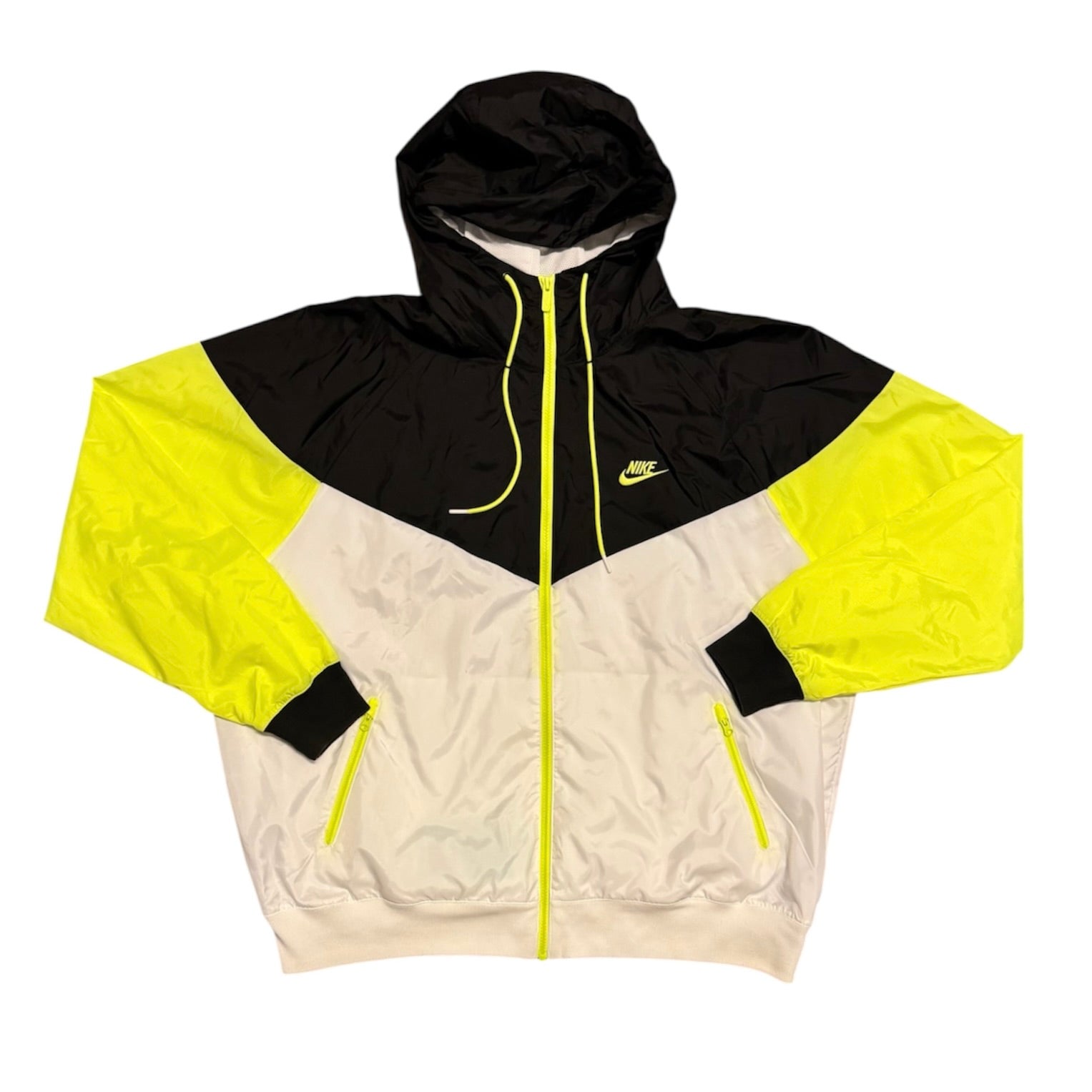 Nike Sportswear Volt Black White Hooded Windbreaker Jacket