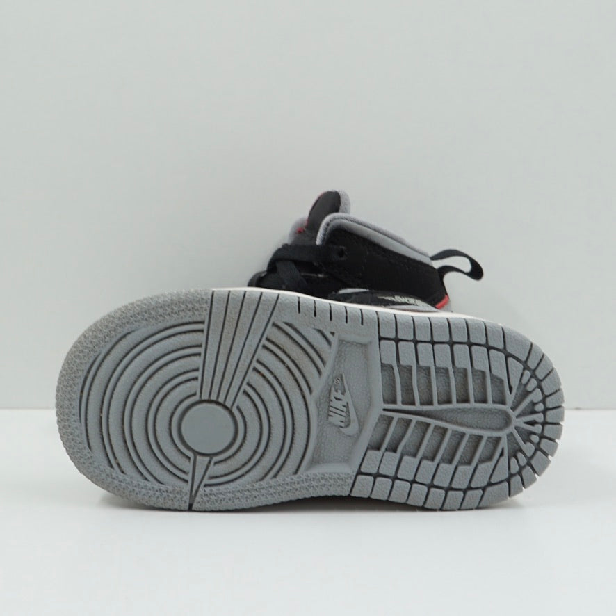 Jordan 1 Mid Black Particle Grey Gym Red Toddler