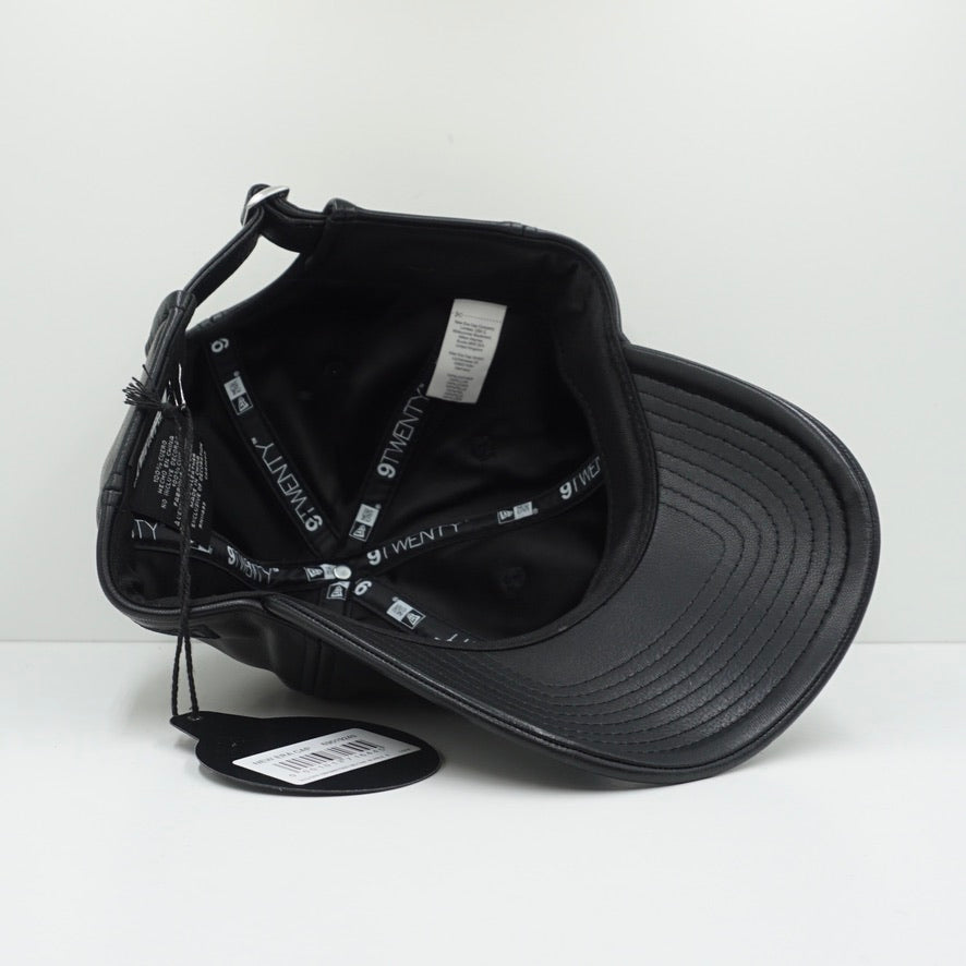 New Era Black Logo Leather Cap