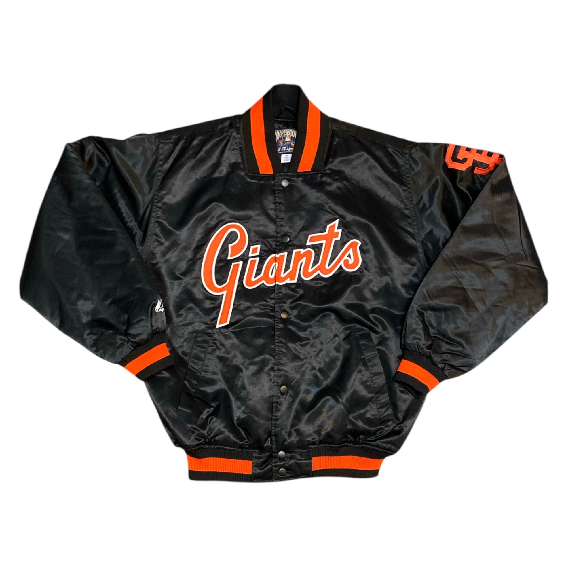 Majestic Cooperstown San Fransisco Giants Satin Black Bomber Jacket