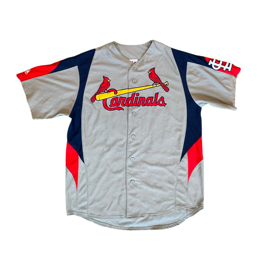 Majestic St. Louis Cardinals Grey Navy Red Baseball Jersey