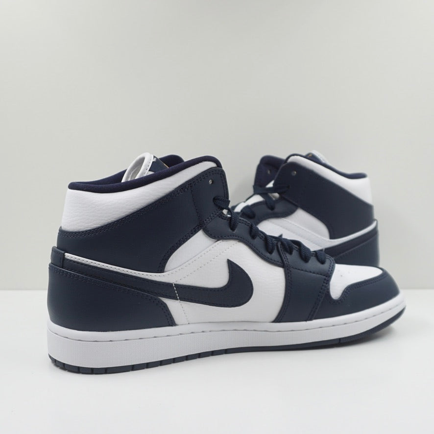 Jordan 1 Mid White Metallic Gold Obsidian