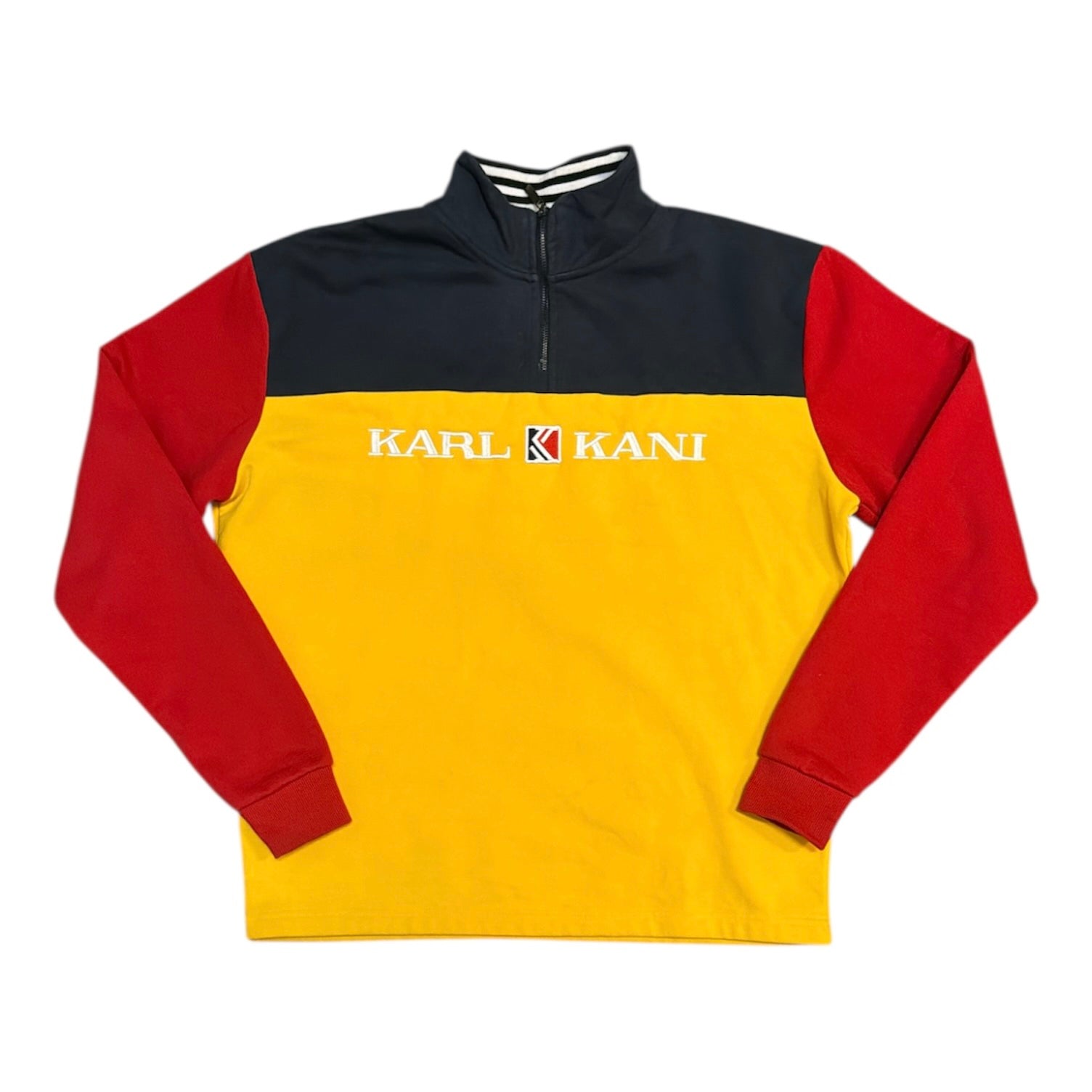 Karl Kani Quarter Zip Multi Panel Pullover Sweatshirt