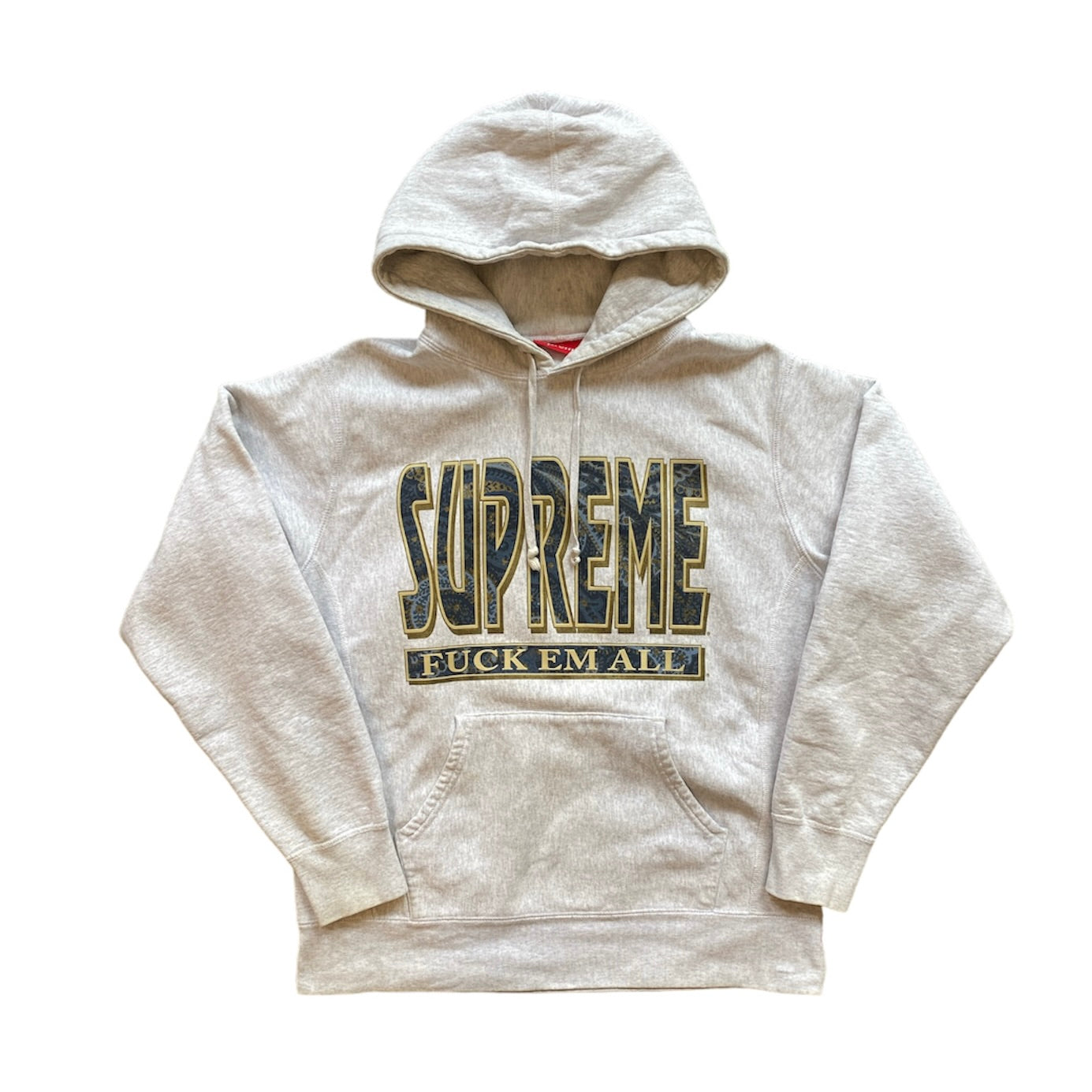 Supreme FW17 Paisley Fuck Em All Ash Grey Hoodie