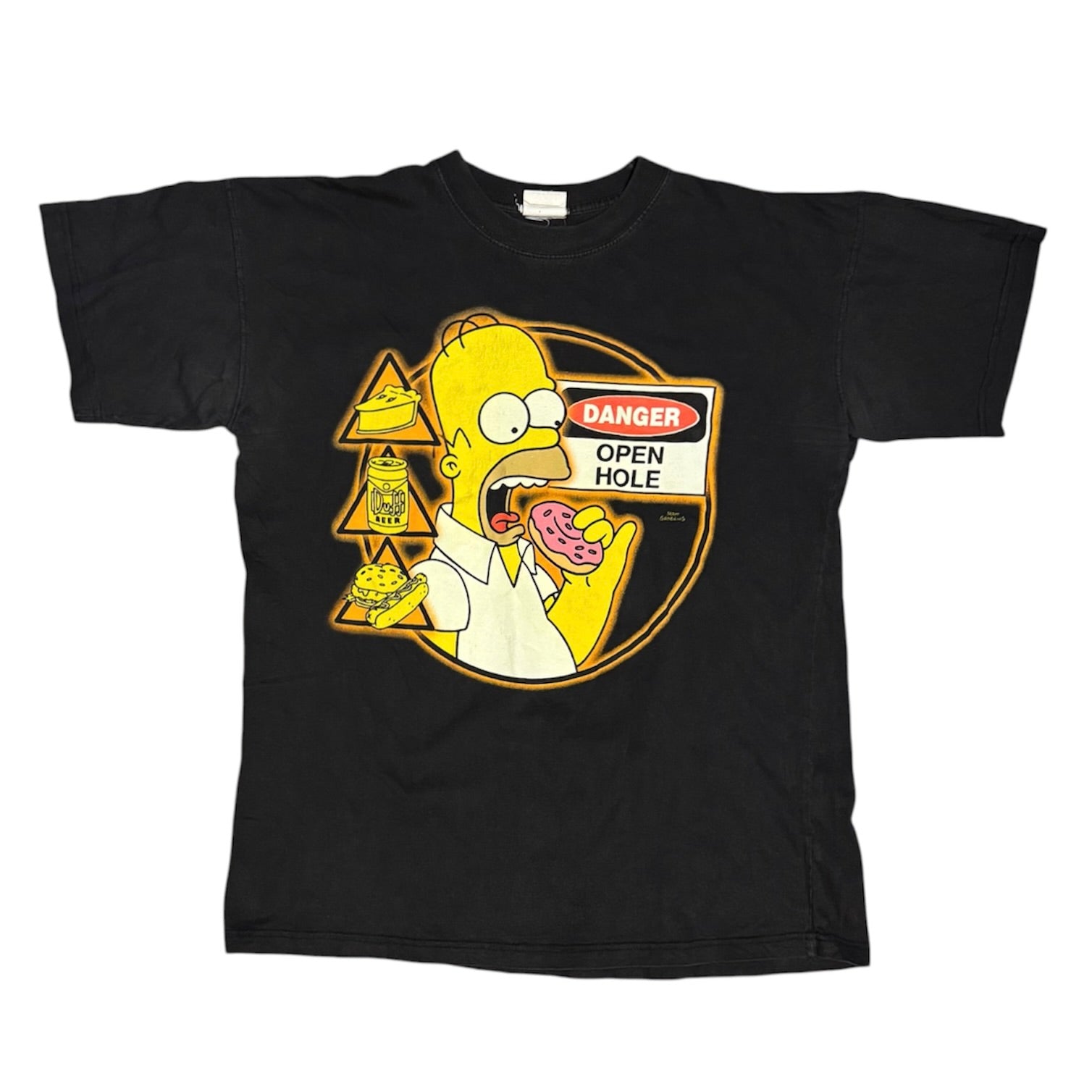 The Simpsons Homer Danger Open Hole Black Tshirt