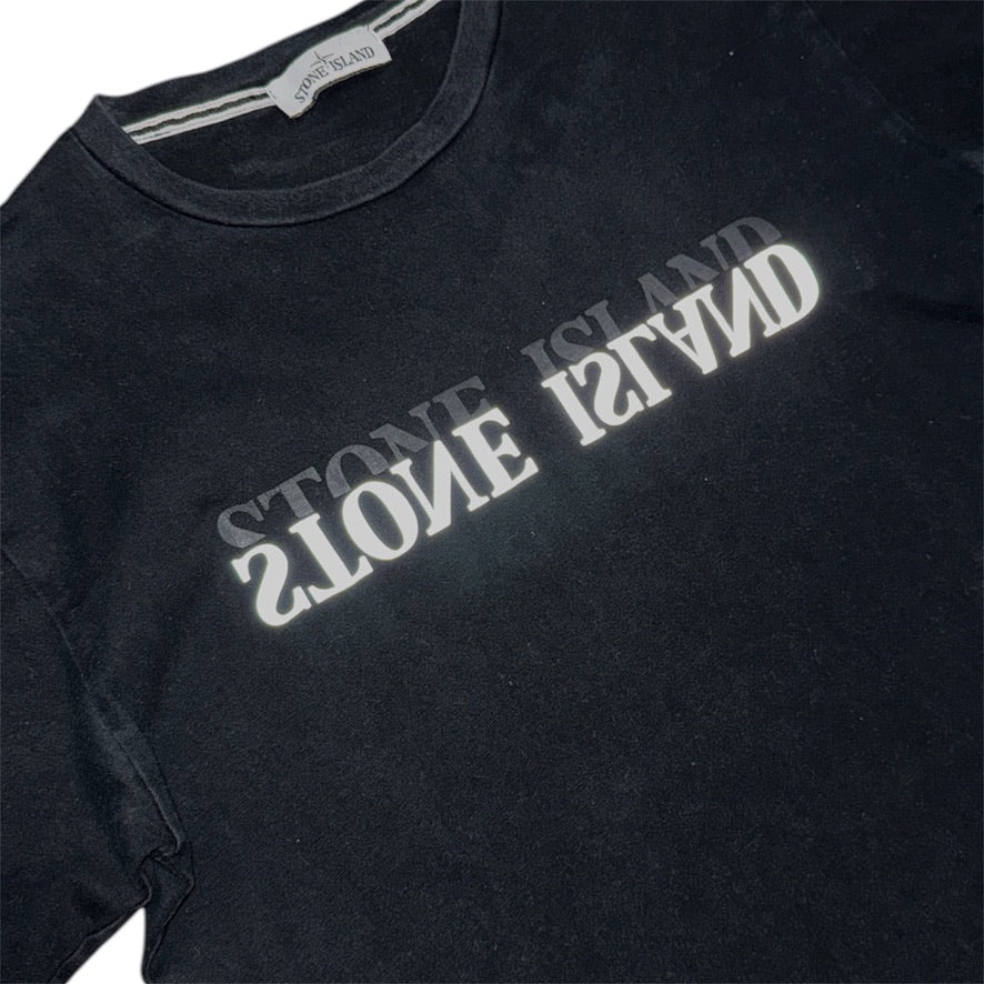 Stone Island Reflective Logo Black Tshirt