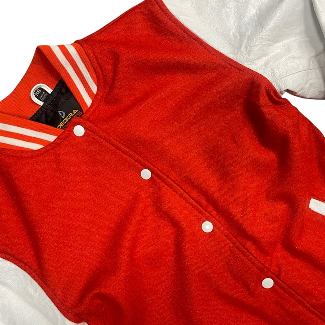 Deckra Sports Syracuse Orange White Varsity Jacket (W)