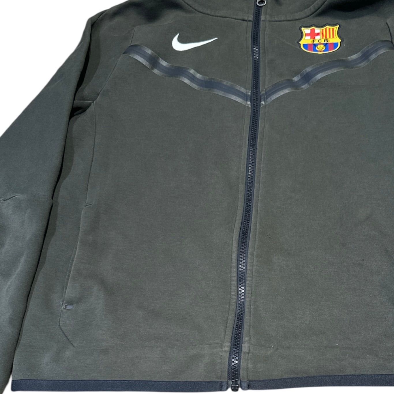 Nike FC Barcelona Tech Fleece Full-Zip Dark Green Hoodie (Youth)