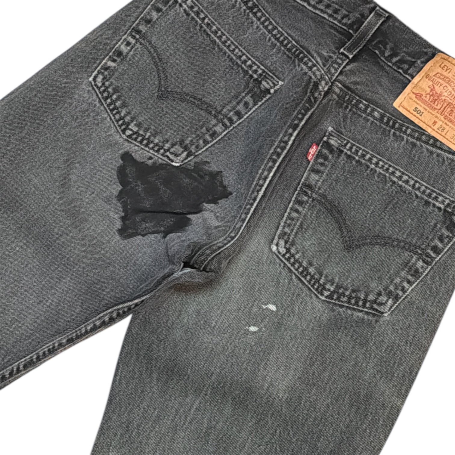 Vintage Levis 501 Grey Washed Jeans (W28/L36)