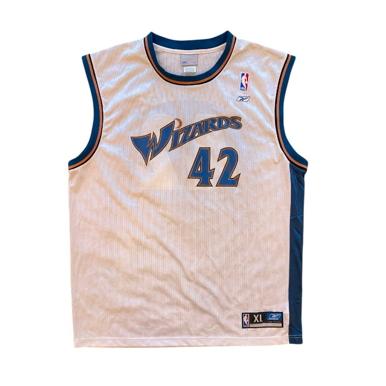 Reebok Washington Wizards Jerry Stackhouse #42 White Blue Basketball Jersey