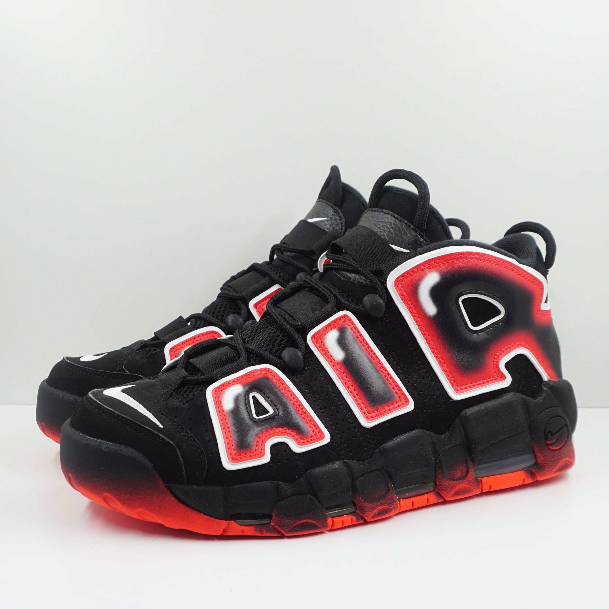 Nike Air More Uptempo Black White Laser Crimson