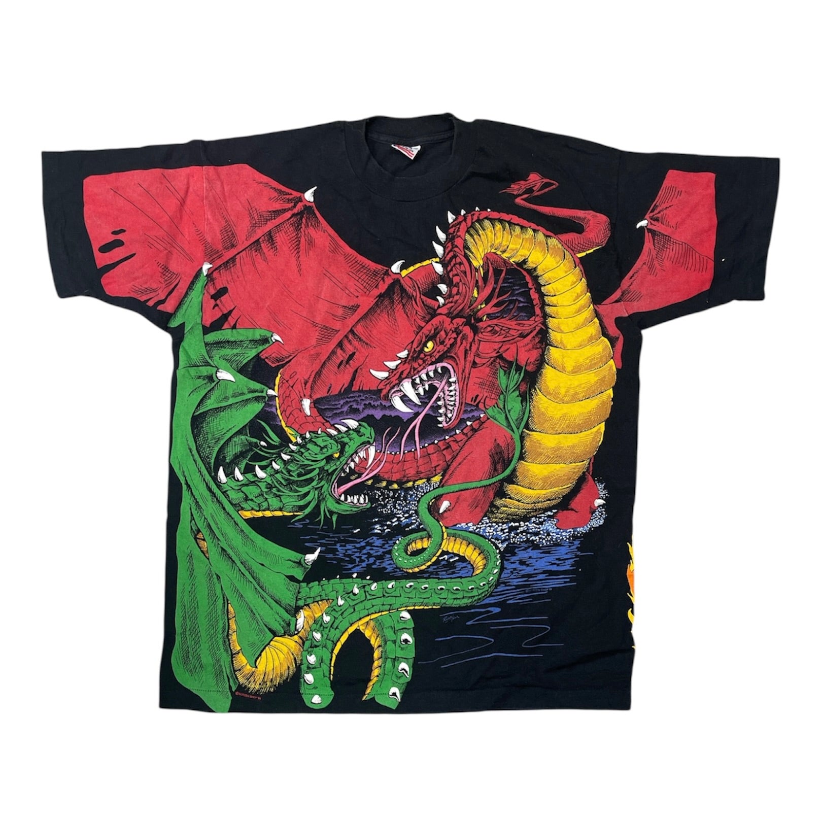 Vintage Fruit Of The Loom Dragon Full Print Tshirt
