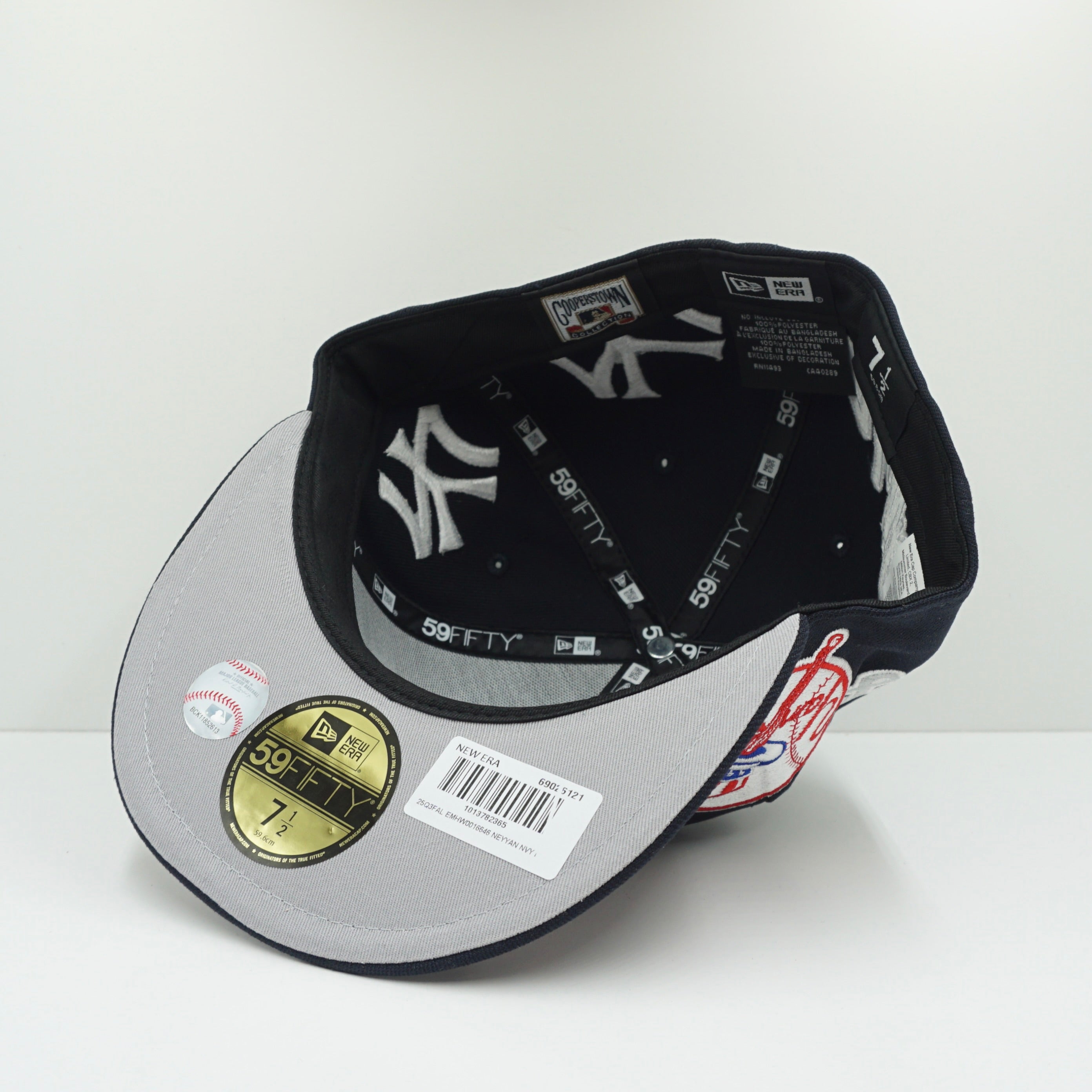 New Era Cooperstown New York Yankees All Over Logo Navy White Fitted Cap