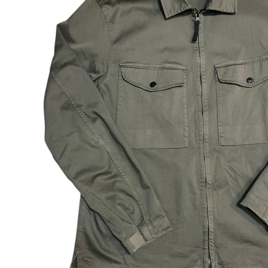 Stone Island Olive Green Satin Overshirt Jacket