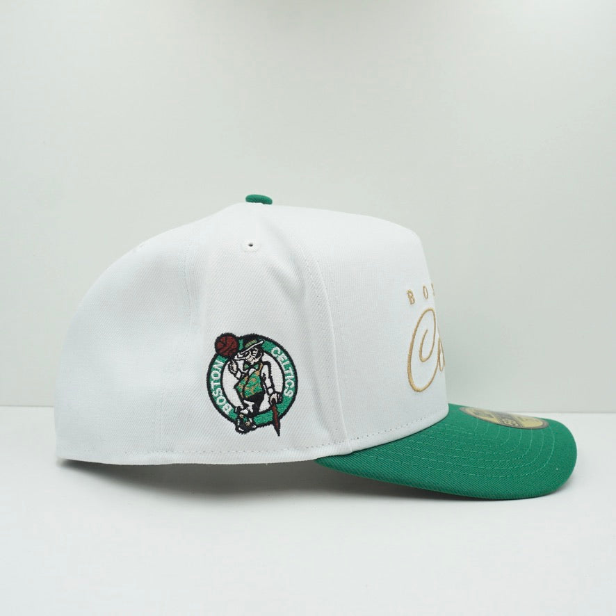 New Era Boston Celtics White Gold Green A-Frame Fitted Cap
