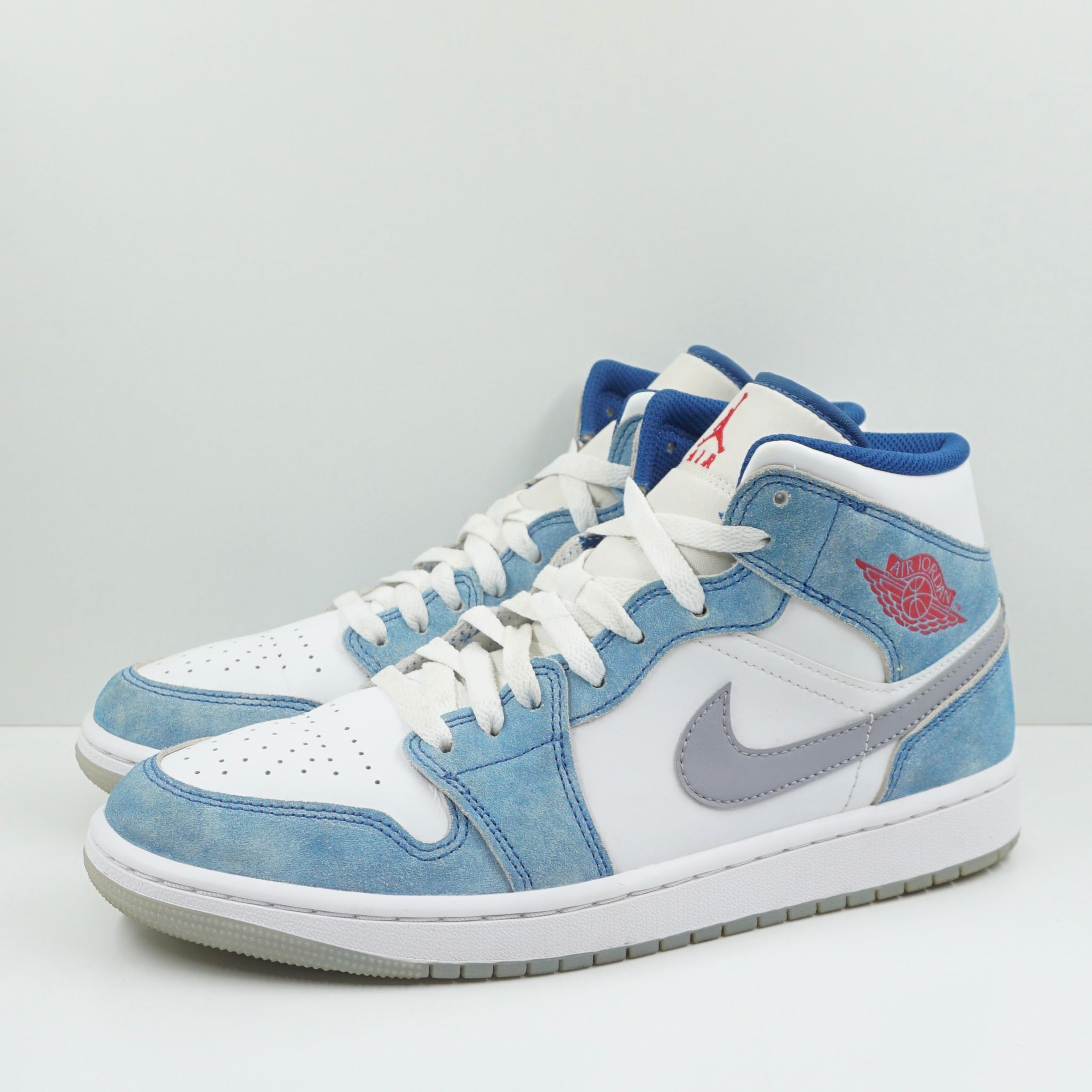 Jordan 1 Mid French Blue Fire Red