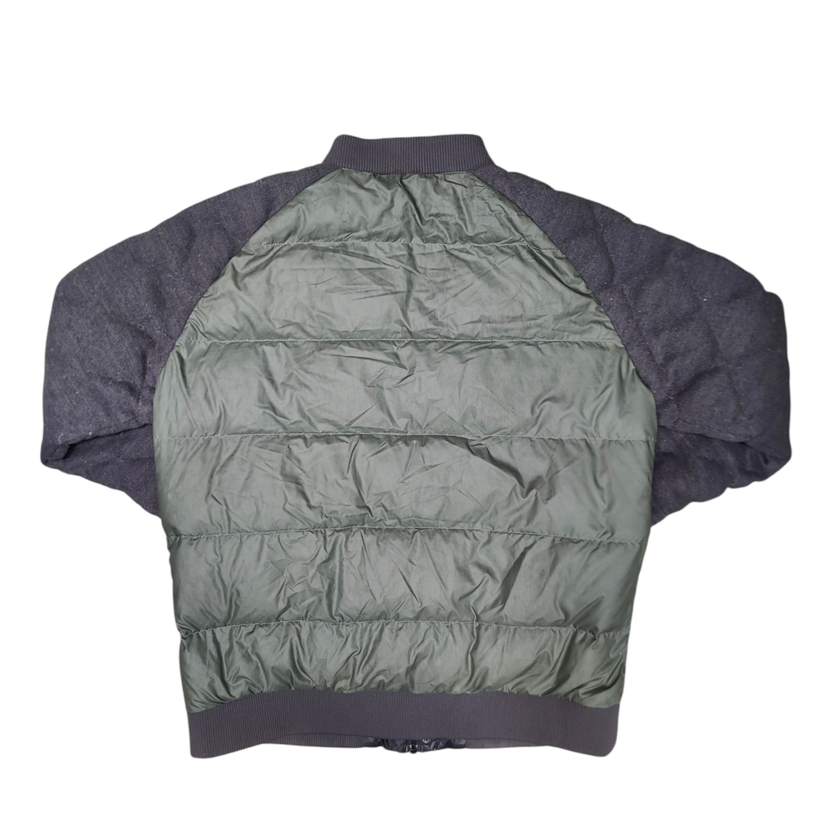 The North Face Quilted Green Grey Bomber Down Jacket