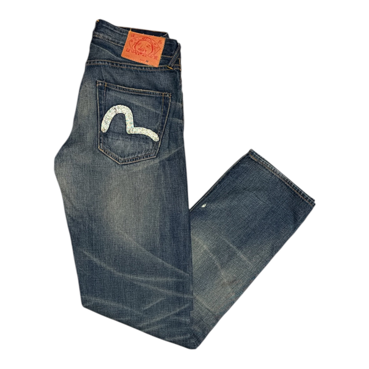 Evisu Silver Back Pocket Logo Distressed Jeans