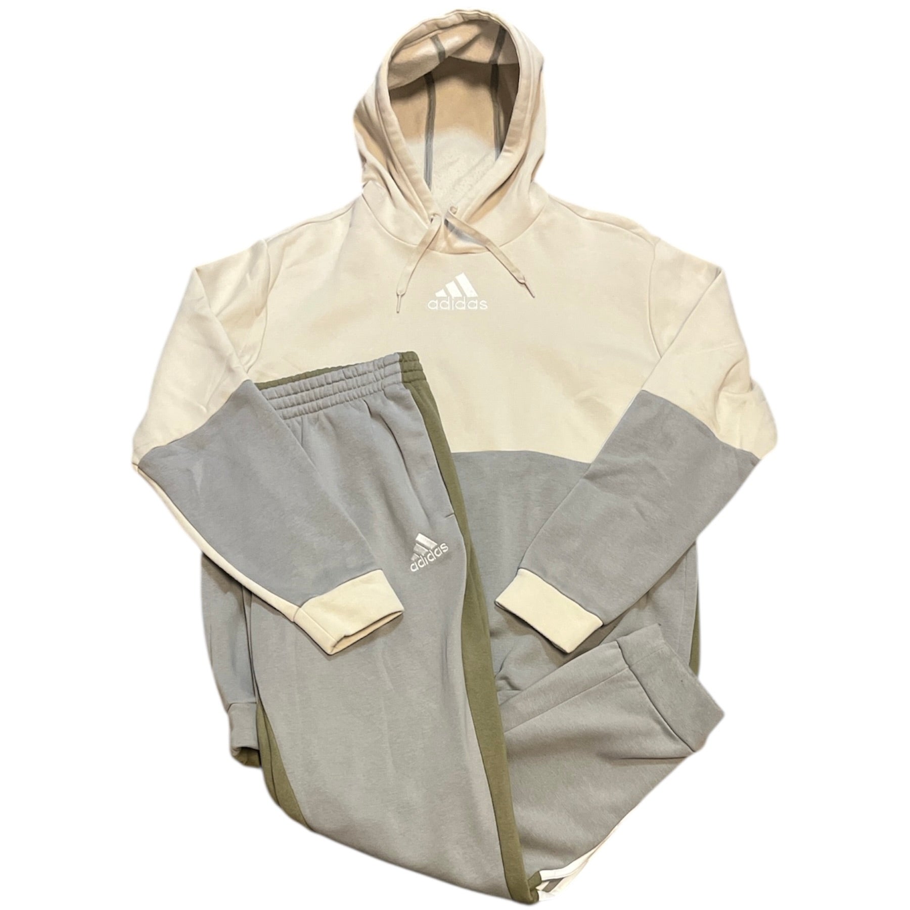 Adidas Colorblock Green Grey Hoodie & Sweatpants Set