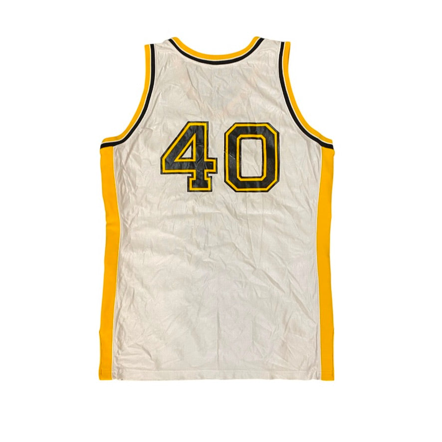 Champion South White Black Yellow #40 Basketball Jersey