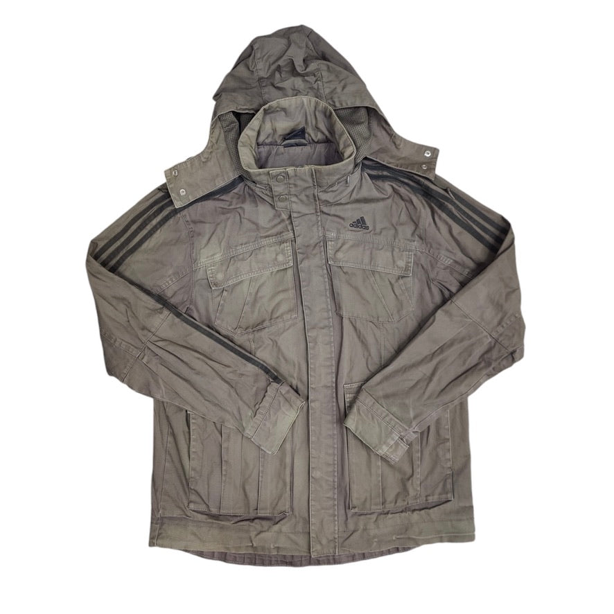 Adidas Green Canvas Hooded Jacket