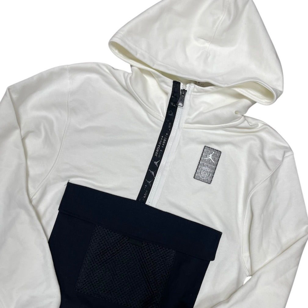 Jordan Paris Saint Germain White Black Half Zip Hoodie