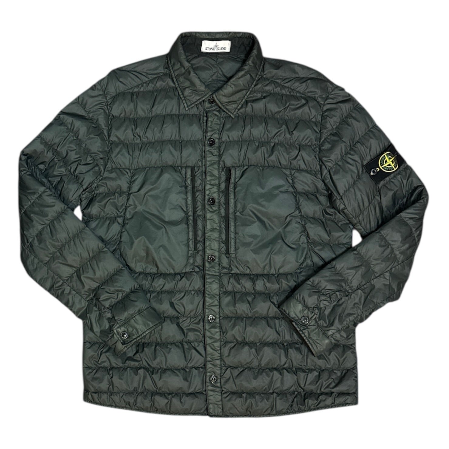 Stone Island AW16 Garment Dyed Micro Yarn Down Green Overshirt