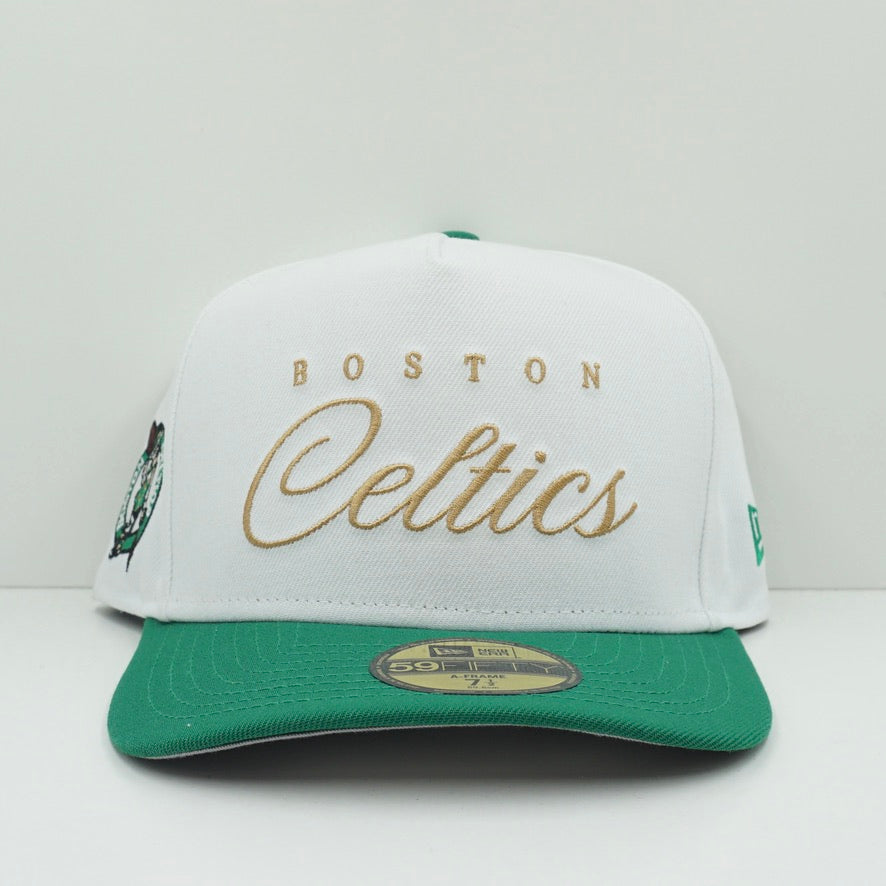 New Era Boston Celtics White Gold Green A-Frame Fitted Cap