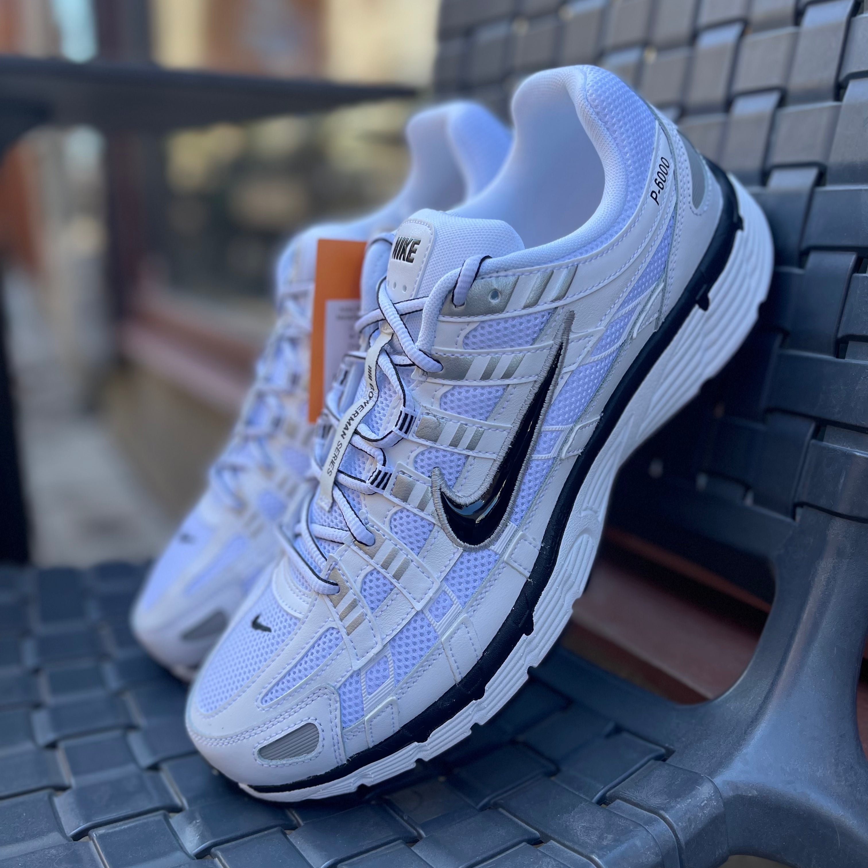 Nike P-6000 White Metallic Silver Black
