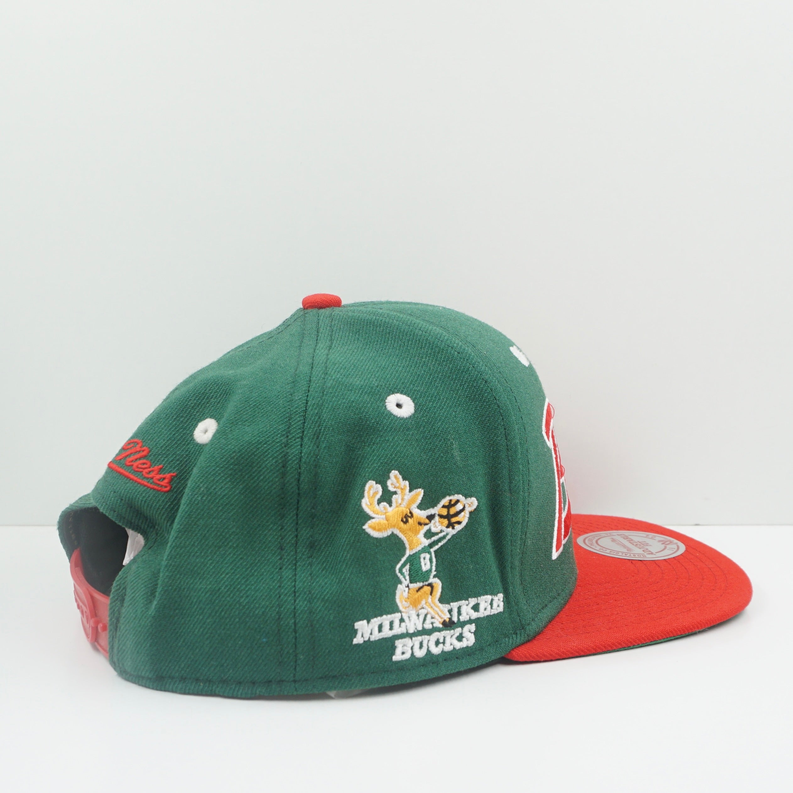 Mitchell & Ness Milwaukee Bucks Green Red Snapback Cap