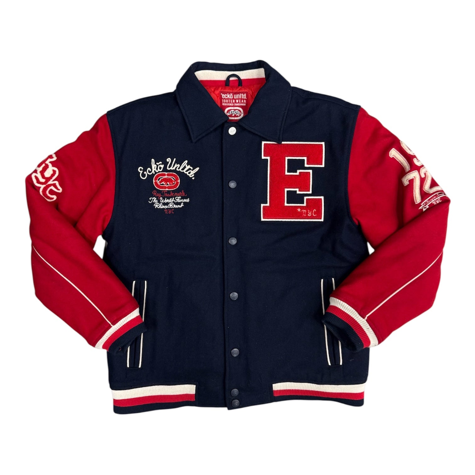 Eckō UNLTD Navy Red Letterman Varsity Jacket