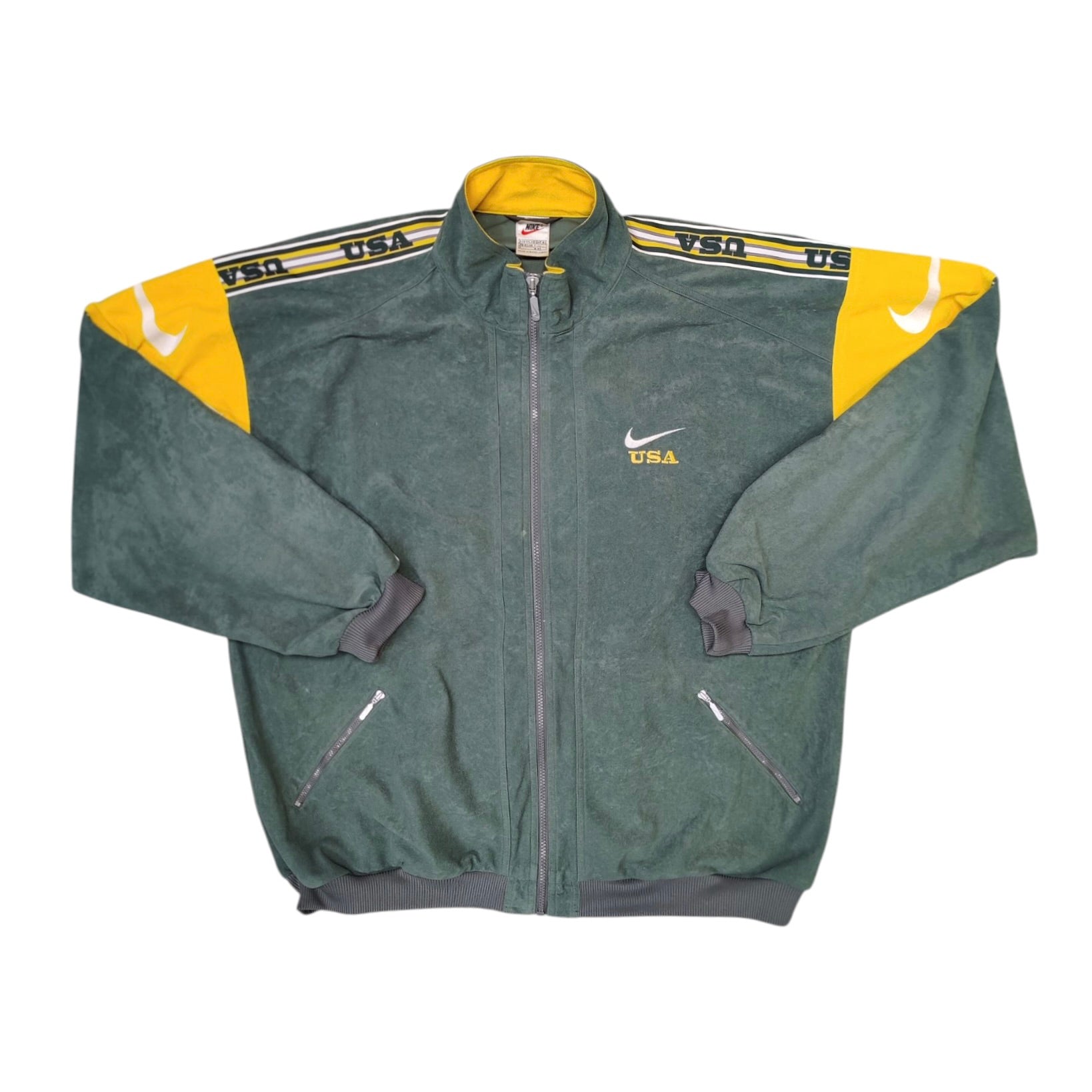Vintage Nike 00s USA Green Yellow Track Top