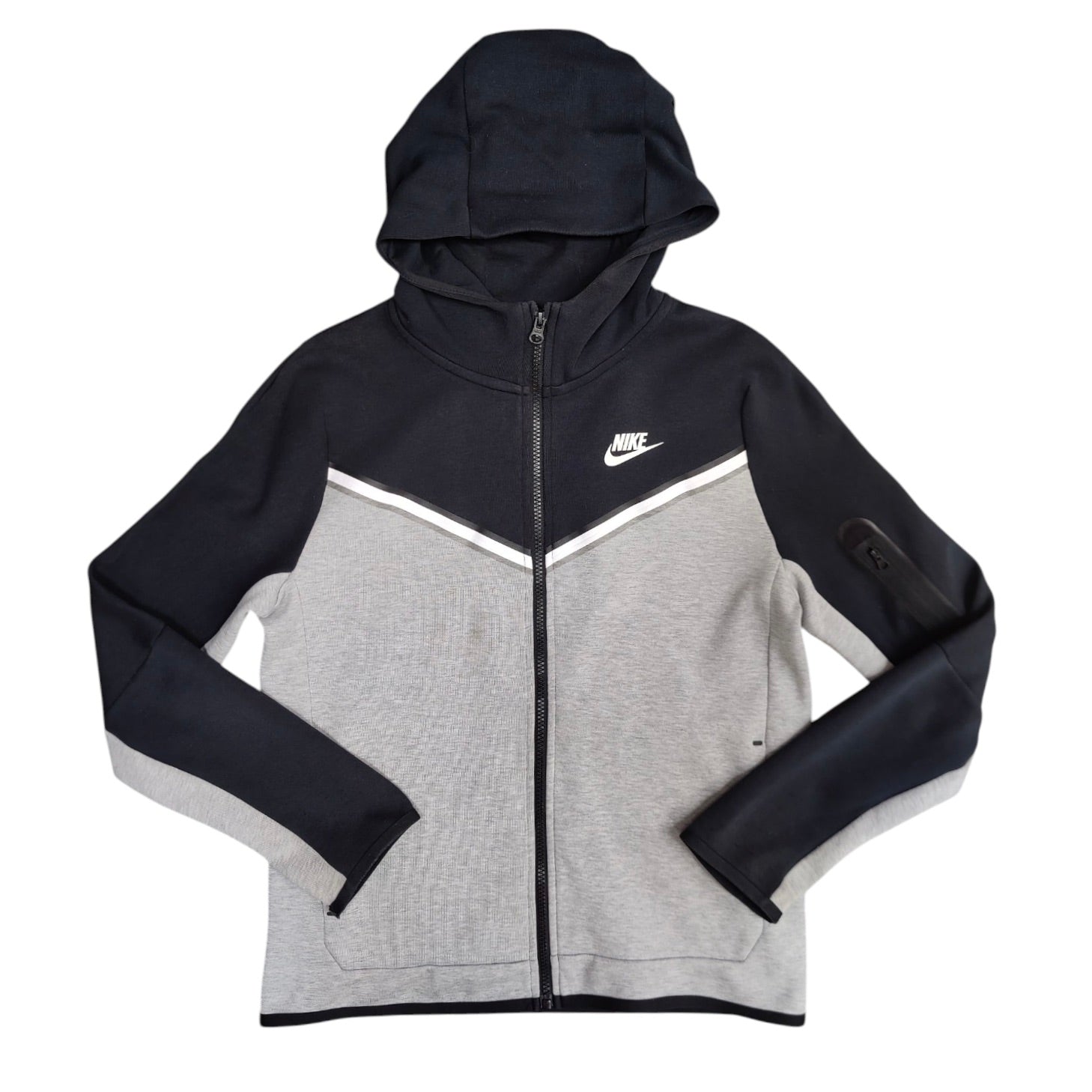 Nike Sportswear Tech Fleece Black Grey Full Zip Hoodie (Youth)