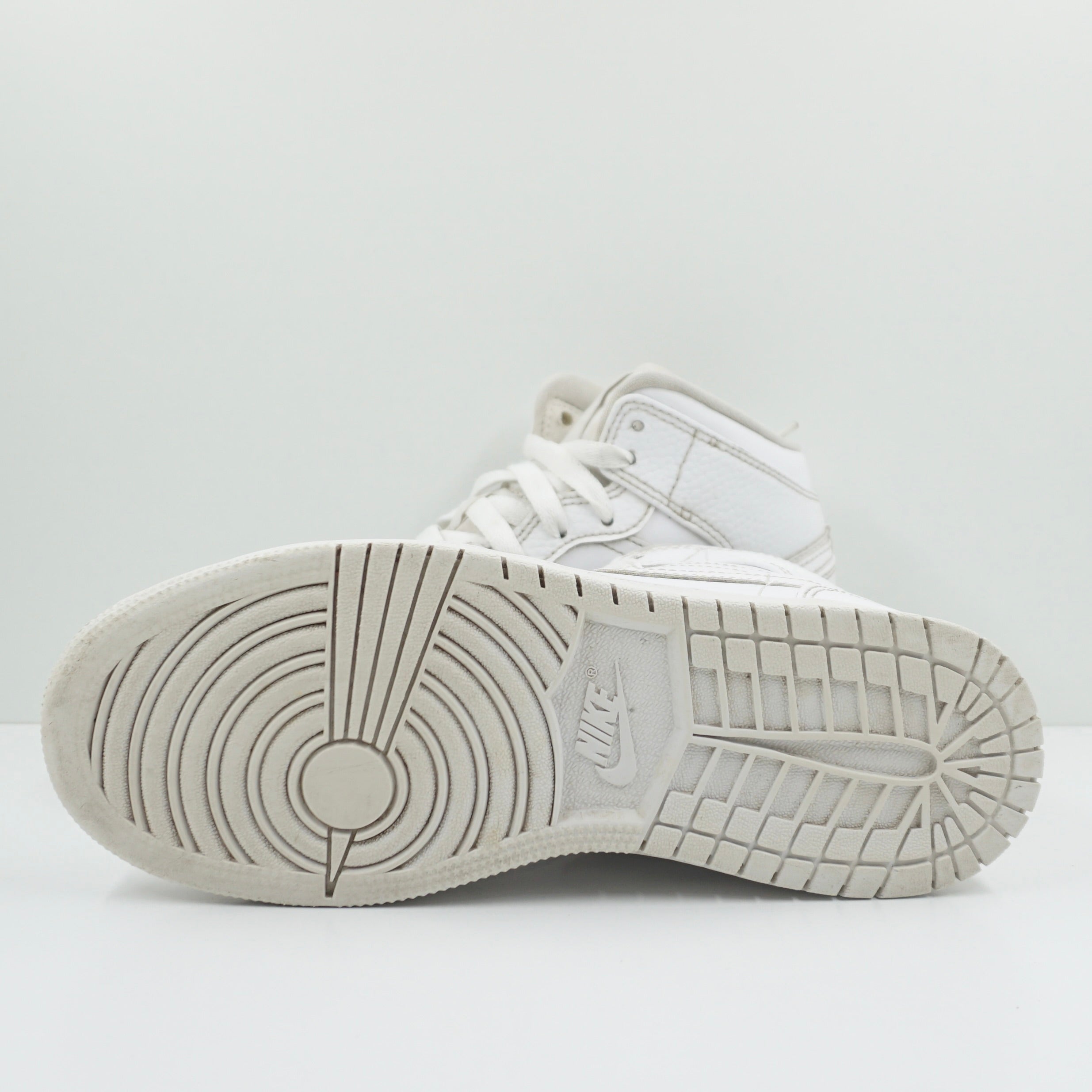 Jordan 1 Mid Triple White Tumbled Leather (GS)