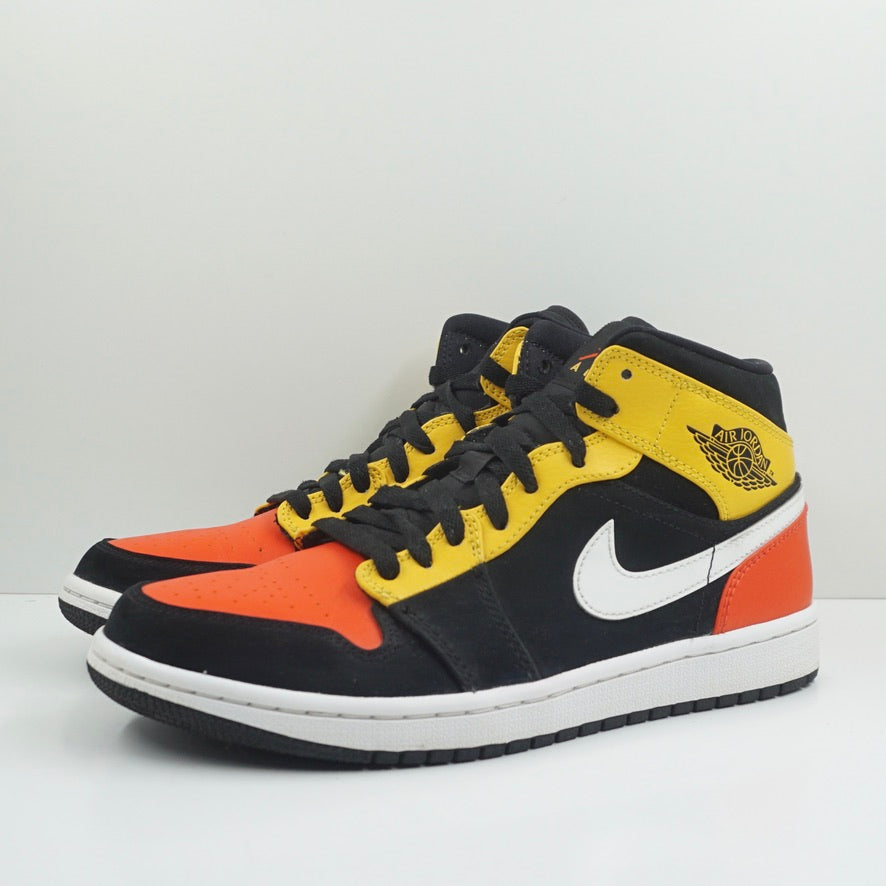 Jordan 1 Mid Black Amarillo Orange