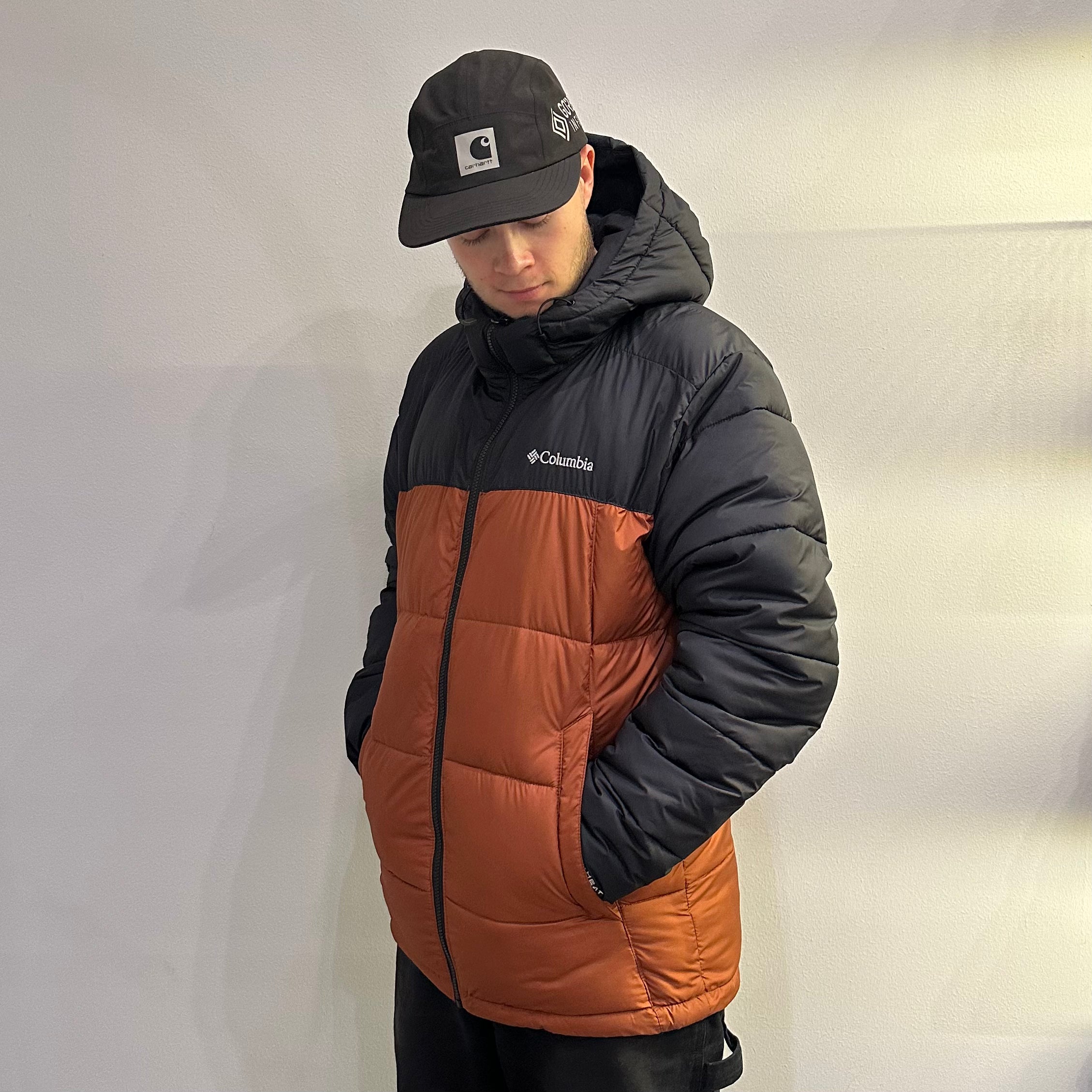 Columbia Omni-Heat Black Brown Pike Lake Puffer Jacket