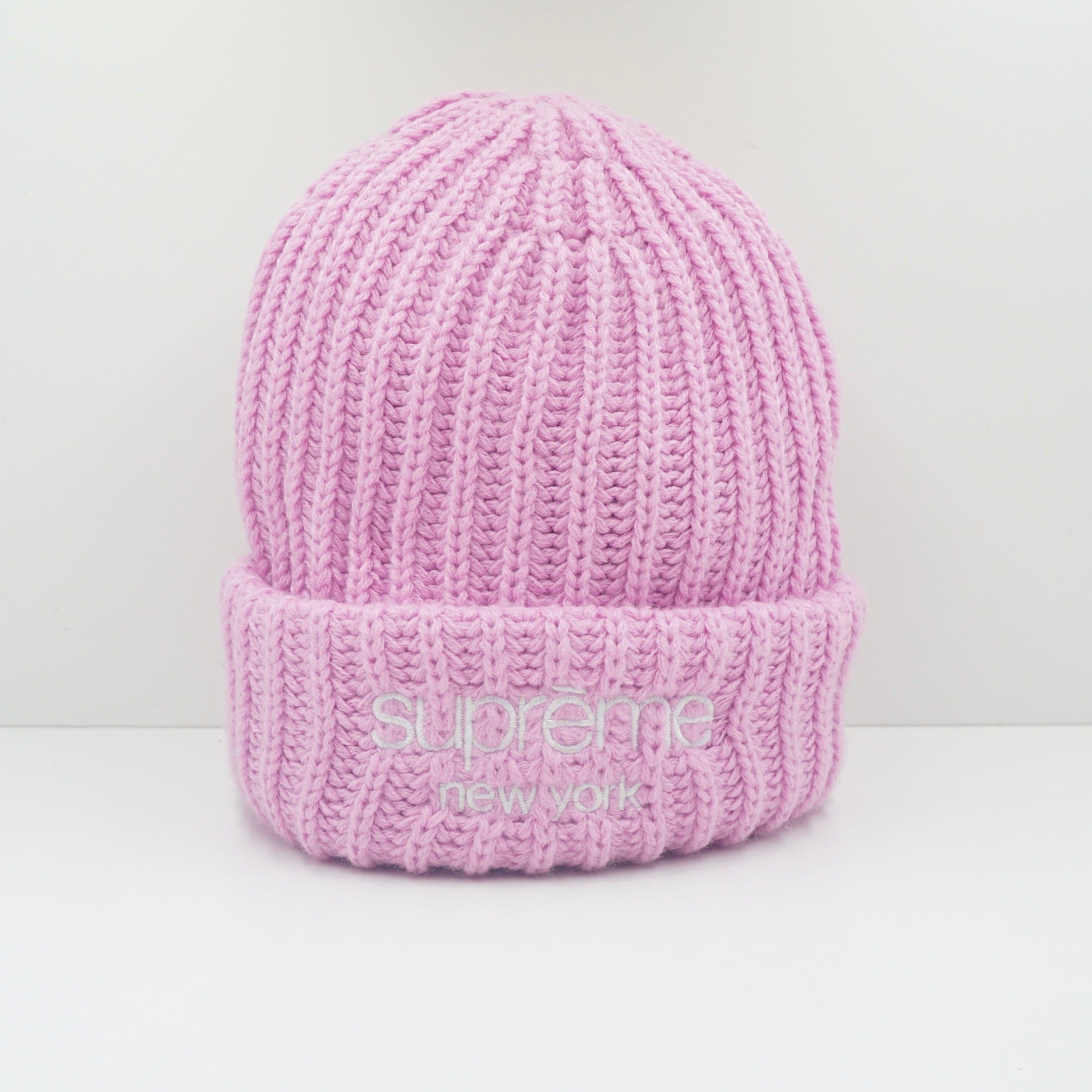 New Supreme Classic Logo Chunky Ribbed Beanie Light Pink | eBay
