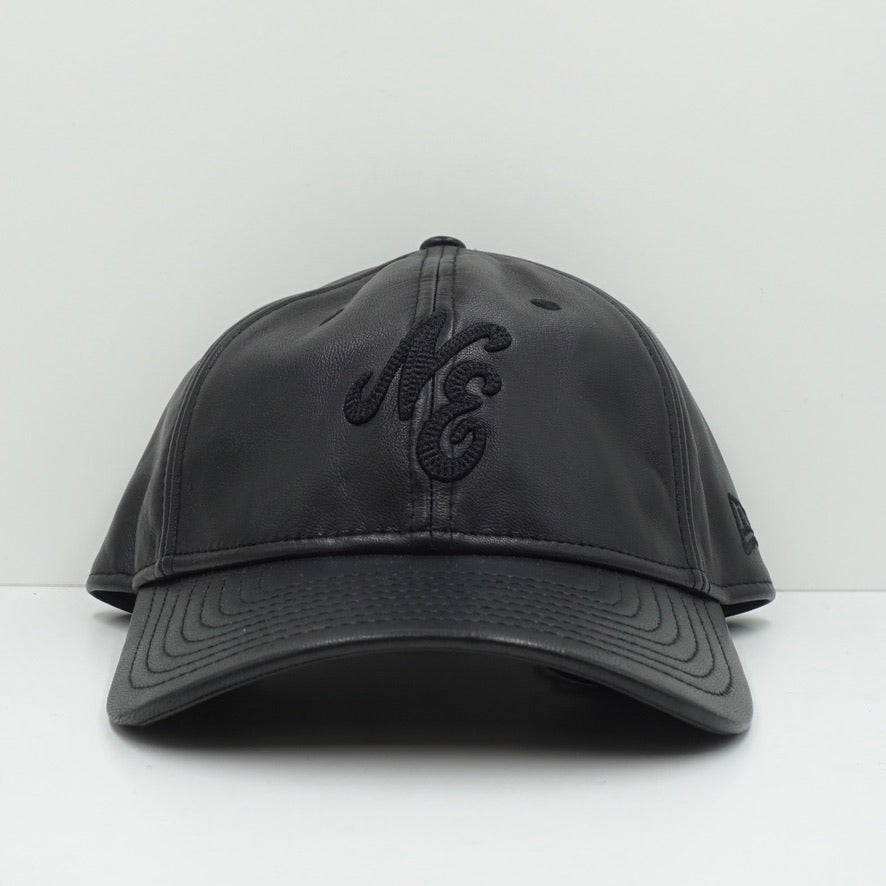 New Era Black Logo Leather Cap