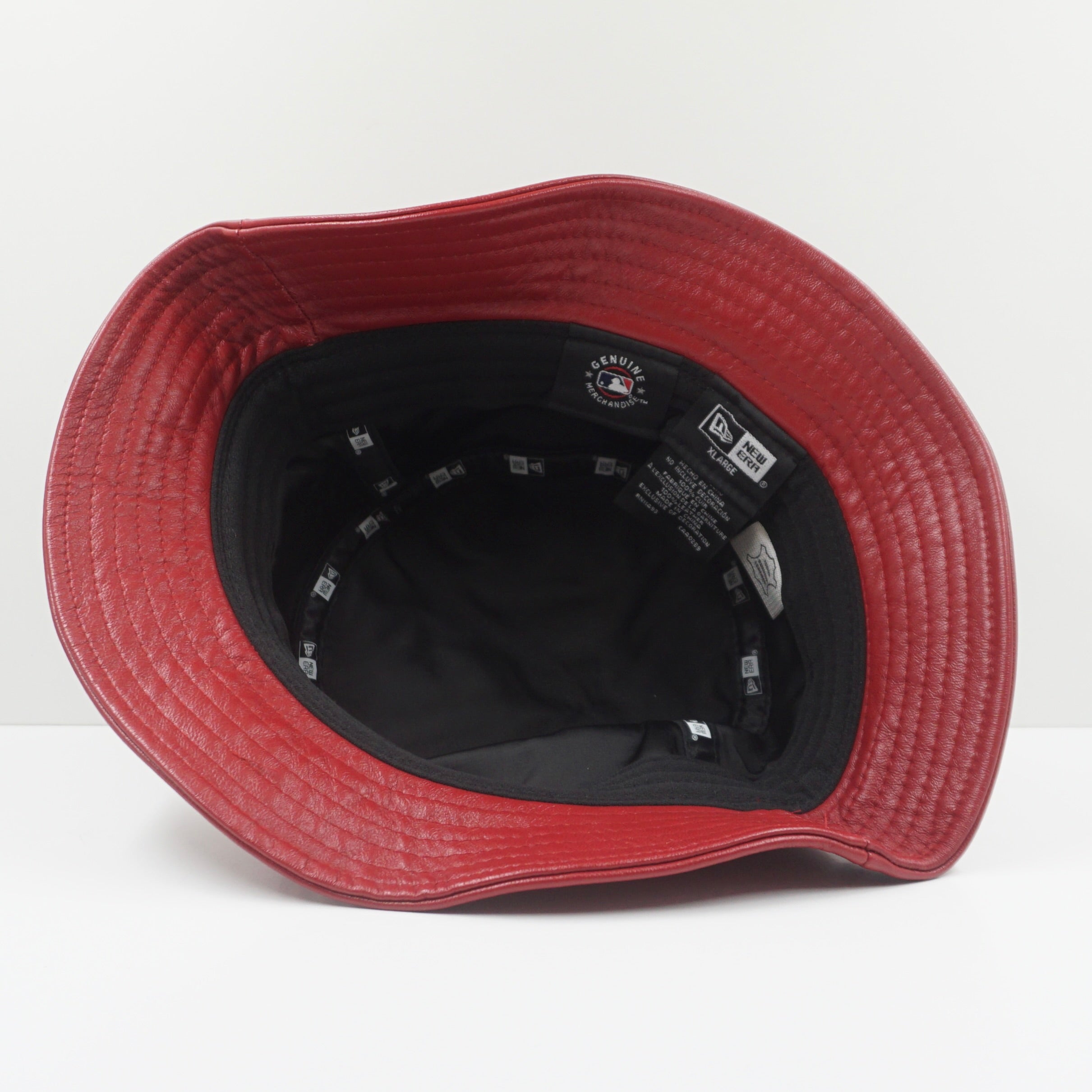 New Era New York Yankees Leather Red Bucket Hat