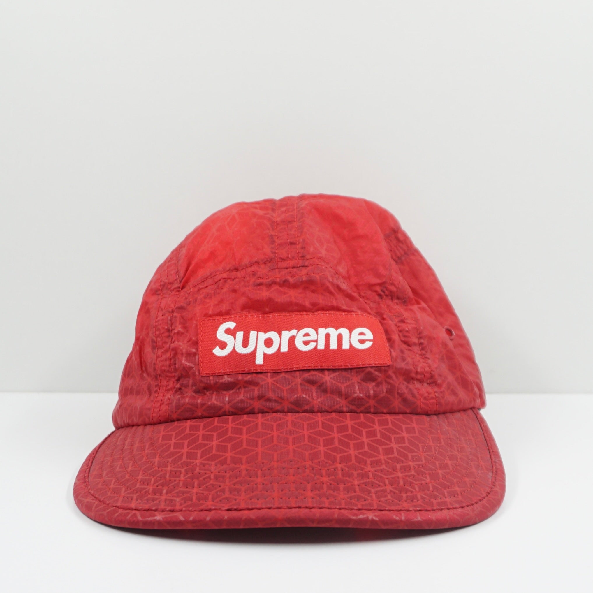 Supreme Geometric Ripstop Camp Red Cap