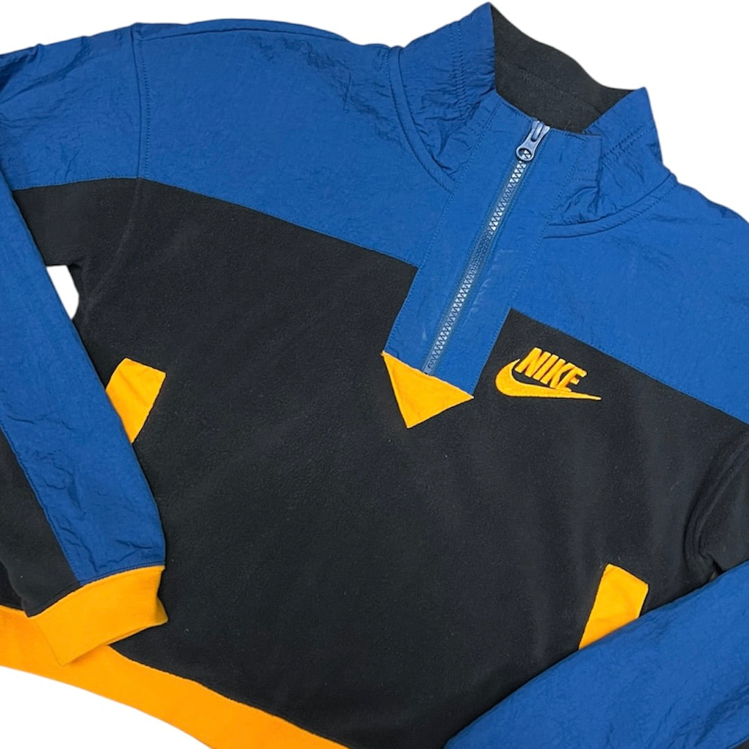 Nike Black Blue Half Zip Cropped Fleece Top (W)