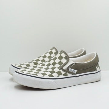 Vans Slip On Checkerboard White Green