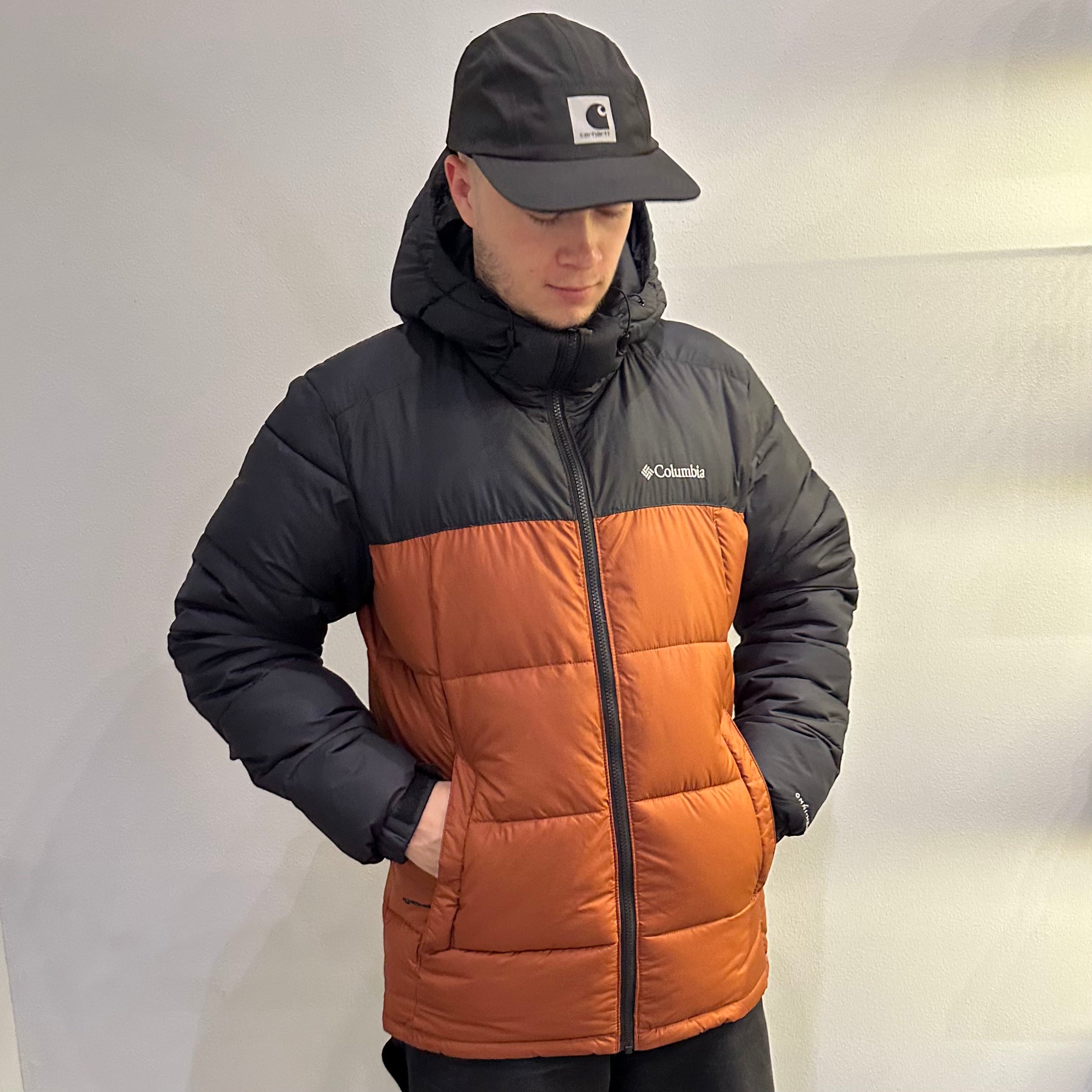 Columbia Omni-Heat Black Brown Pike Lake Puffer Jacket